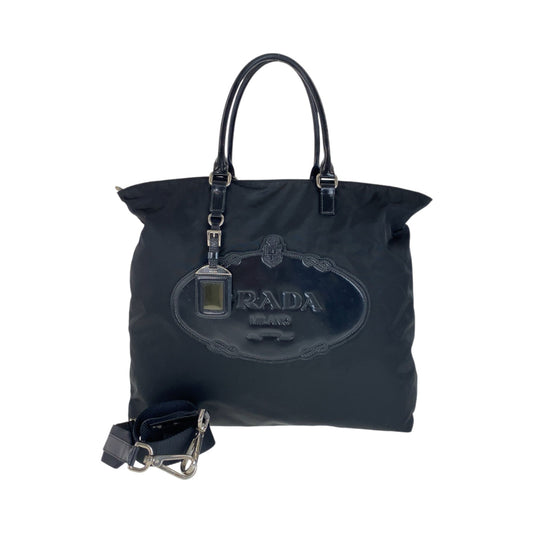 PRADA Tote Bag BN1105 Nylon Black SilverMetal Tote Bag Shoulder Bag 2way Test Logo embossed Women