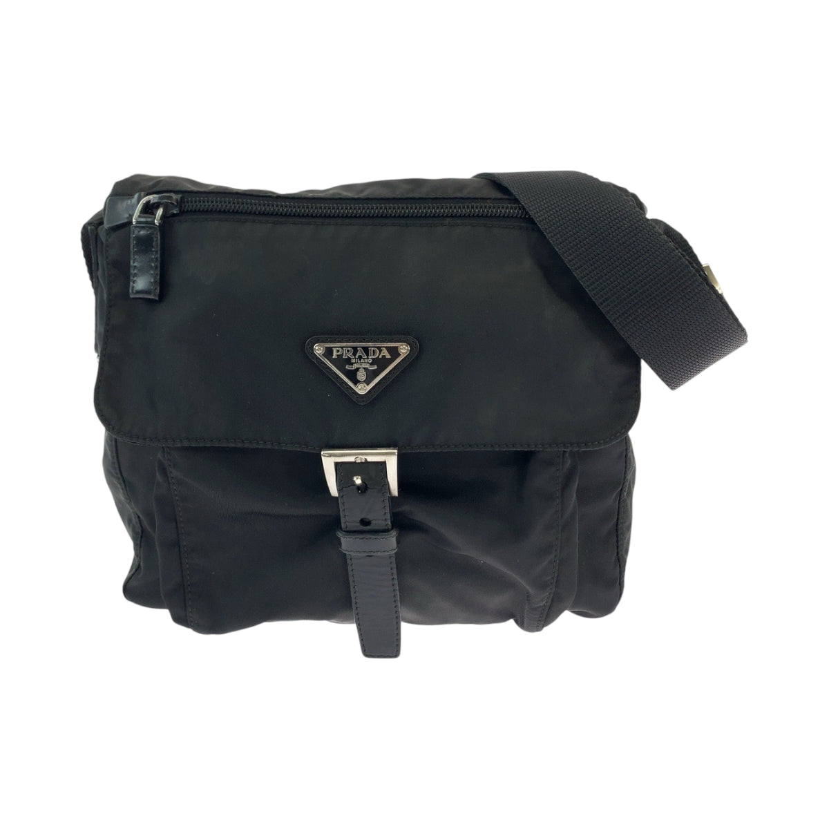 PRADA Shoulder Bag BT8994 Nylon Black SilverMetal Shoulder Bag pochette Test Triangle With logo mens(Unisex)