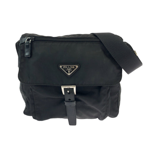 PRADA Shoulder Bag BT8994 Nylon Black SilverMetal Shoulder Bag pochette Test Triangle With logo mens(Unisex)