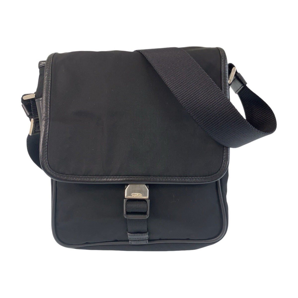PRADA Shoulder Bag Nylon Black SilverMetal Shoulder Bag Messenger bag Test Triangle With logo Women(Unisex)