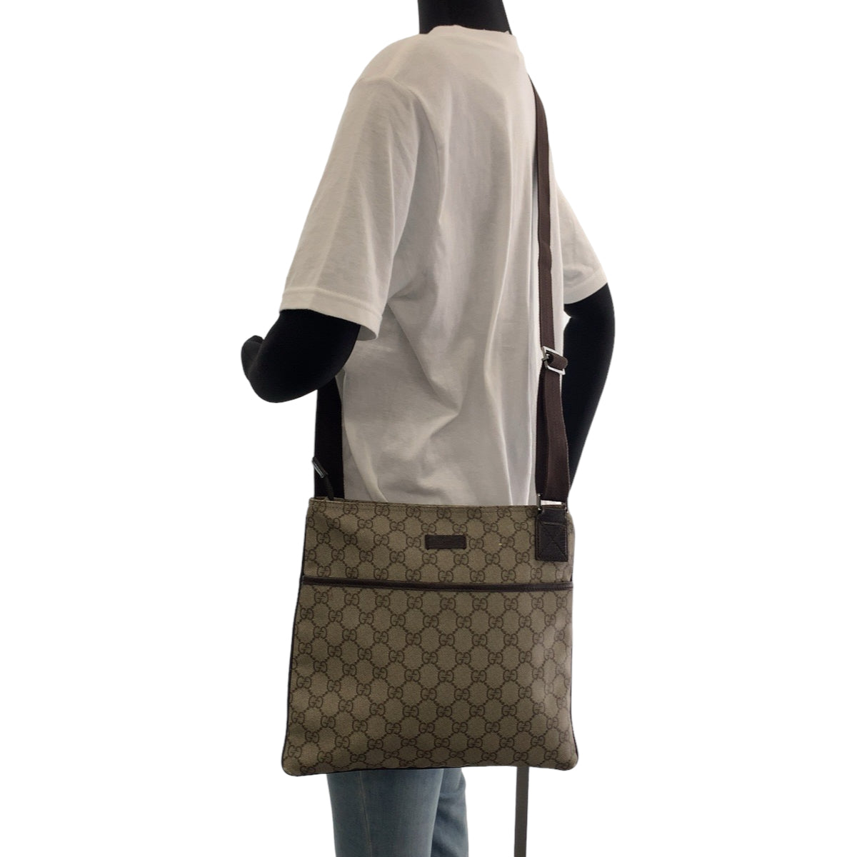 GUCCI Shoulder Bag 141626 GG Supreme Canvas Beige Brown SilverMetal Shoulder Bag Messenger bag Women(Unisex)