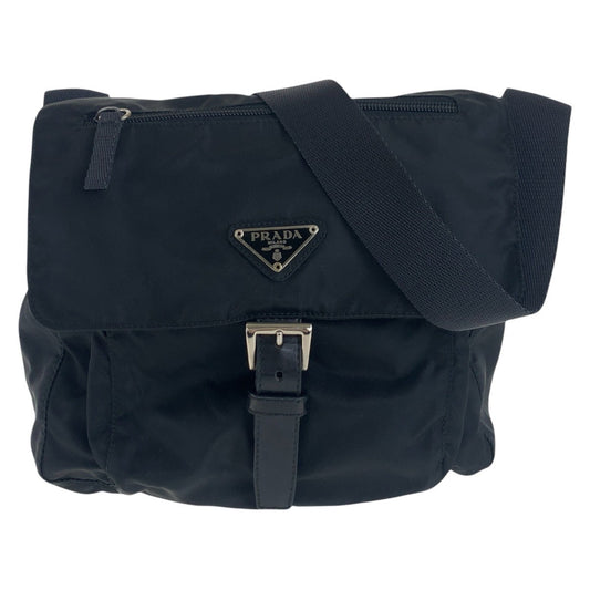 PRADA Shoulder Bag Nylon Black SilverMetal Shoulder Bag pochette Test Triangle With logo Women