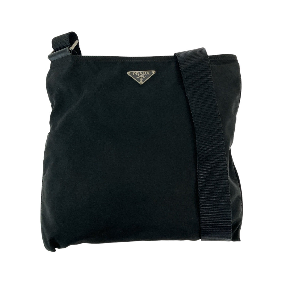 PRADA Shoulder Bag Nylon Black SilverMetal Shoulder Bag pochette Test Triangle With logo Women