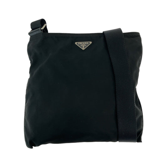 PRADA Shoulder Bag Nylon Black SilverMetal Shoulder Bag pochette Test Triangle With logo Women