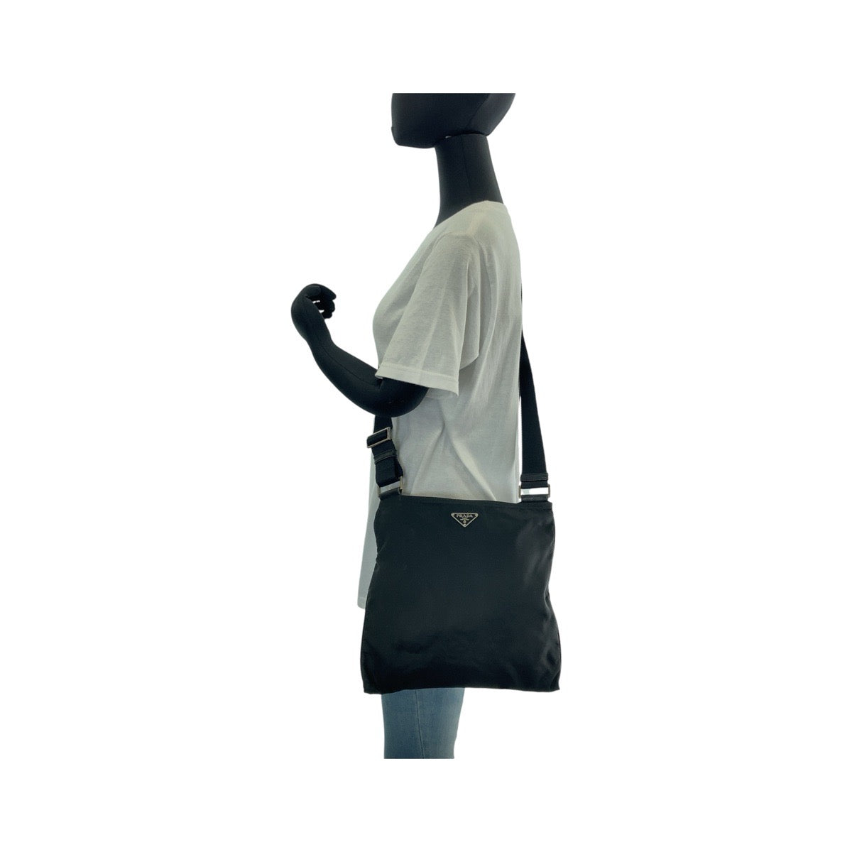 PRADA Shoulder Bag Nylon Black SilverMetal Shoulder Bag pochette Test Triangle With logo Women - Style 13