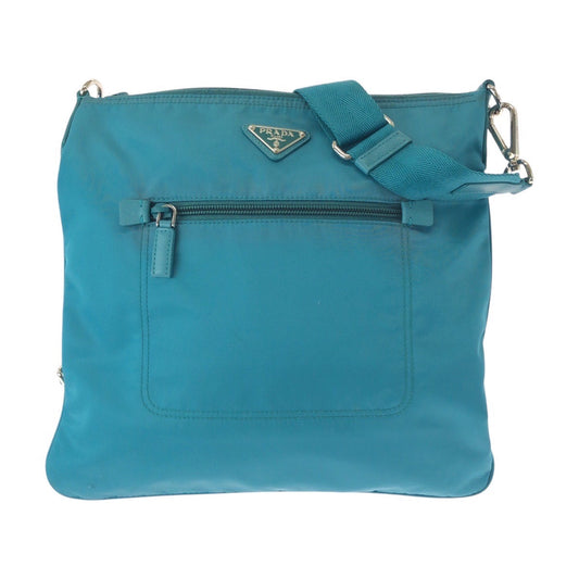 PRADA Shoulder Bag Nylon Light Blue Emerald SilverMetal Shoulder Bag pochette Test Triangle With logo Women