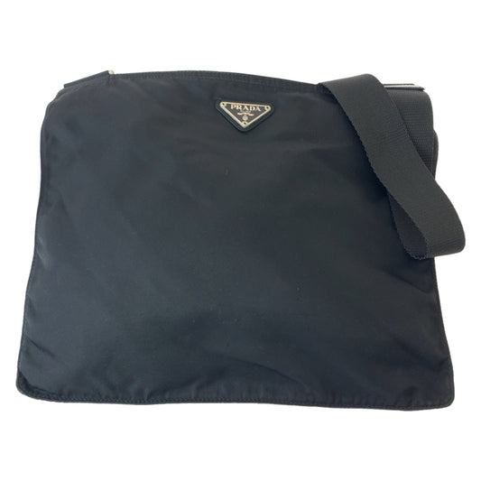 PRADA Shoulder Bag VA0053 Nylon Black Silver Metal Shoulder Bag pochette Test Triangle With logo Women