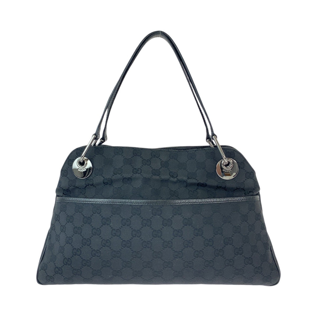 GUCCI Tote Bag 121023 GG canvas, leather Black SilverMetal Tote Bag Shoulder Bag Women