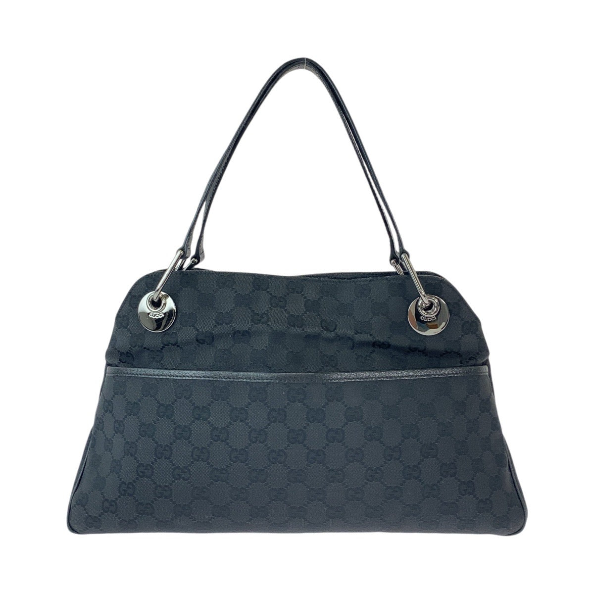 GUCCI Tote Bag 121023 GG canvas, leather Black SilverMetal Tote Bag Shoulder Bag Women