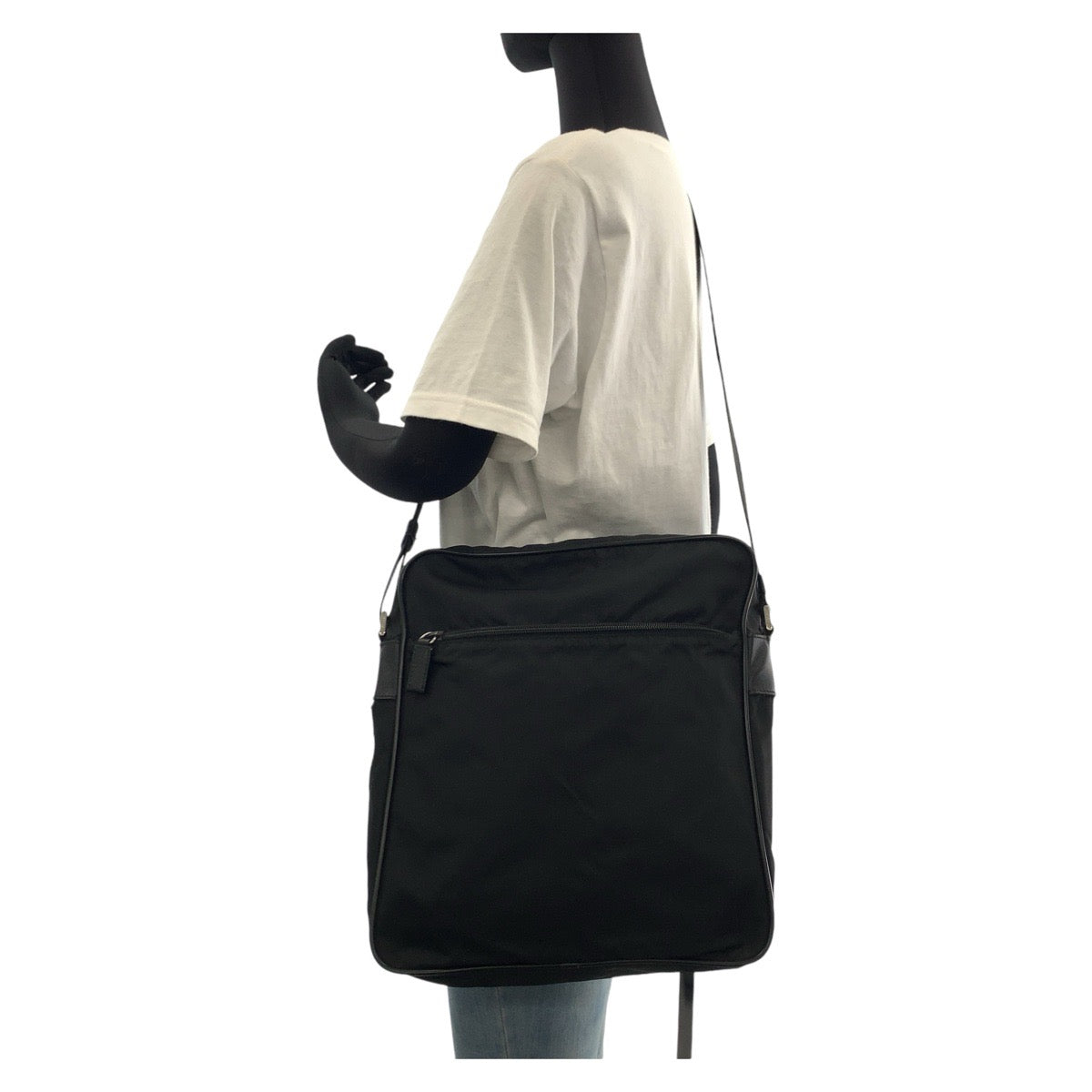 PRADA Shoulder Bag Nylon, Leather Black SilverMetal Shoulder Bag Pochette Unisex Test Triangle With logo Women