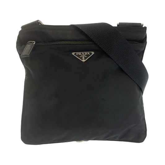 PRADA Shoulder Bag Nylon Black SilverMetal Shoulder Bag Test Triangle With logo Women