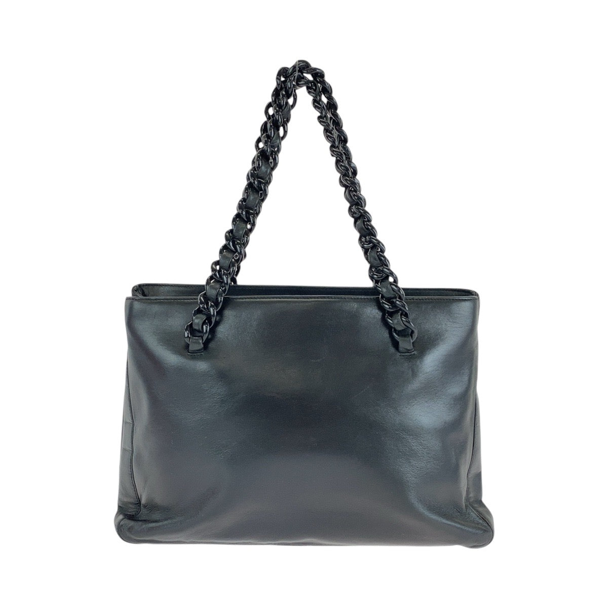 PRADA Tote Bag Leather, Plastic Black Silver Metal Tote Bag handbag Plastic Chain Women