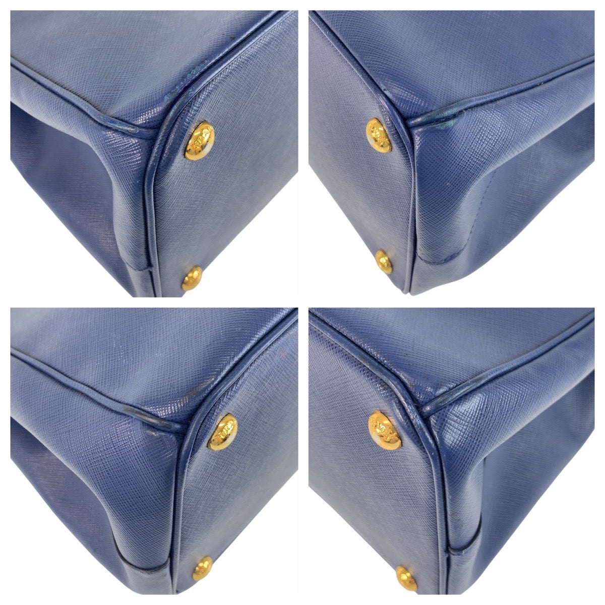 PRADA Handbag BN1786 leather Blue GoldMetal Handbag Tote Bag Safiano Galleria TriangleWith logo Women