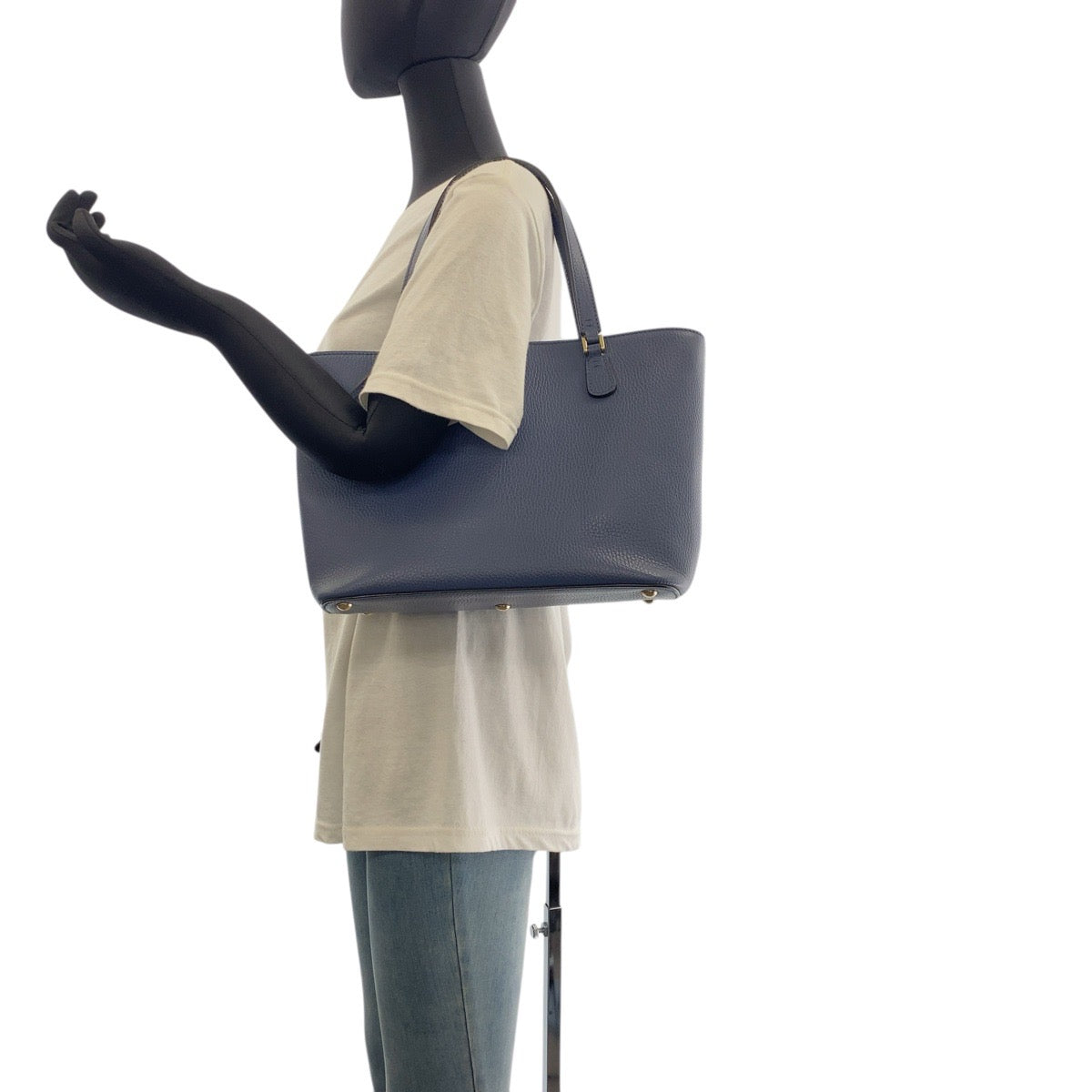 GUCCI Tote Bag 388561 leather Blue GoldMetal Tote Bag Shoulder Bag Interlocking Women