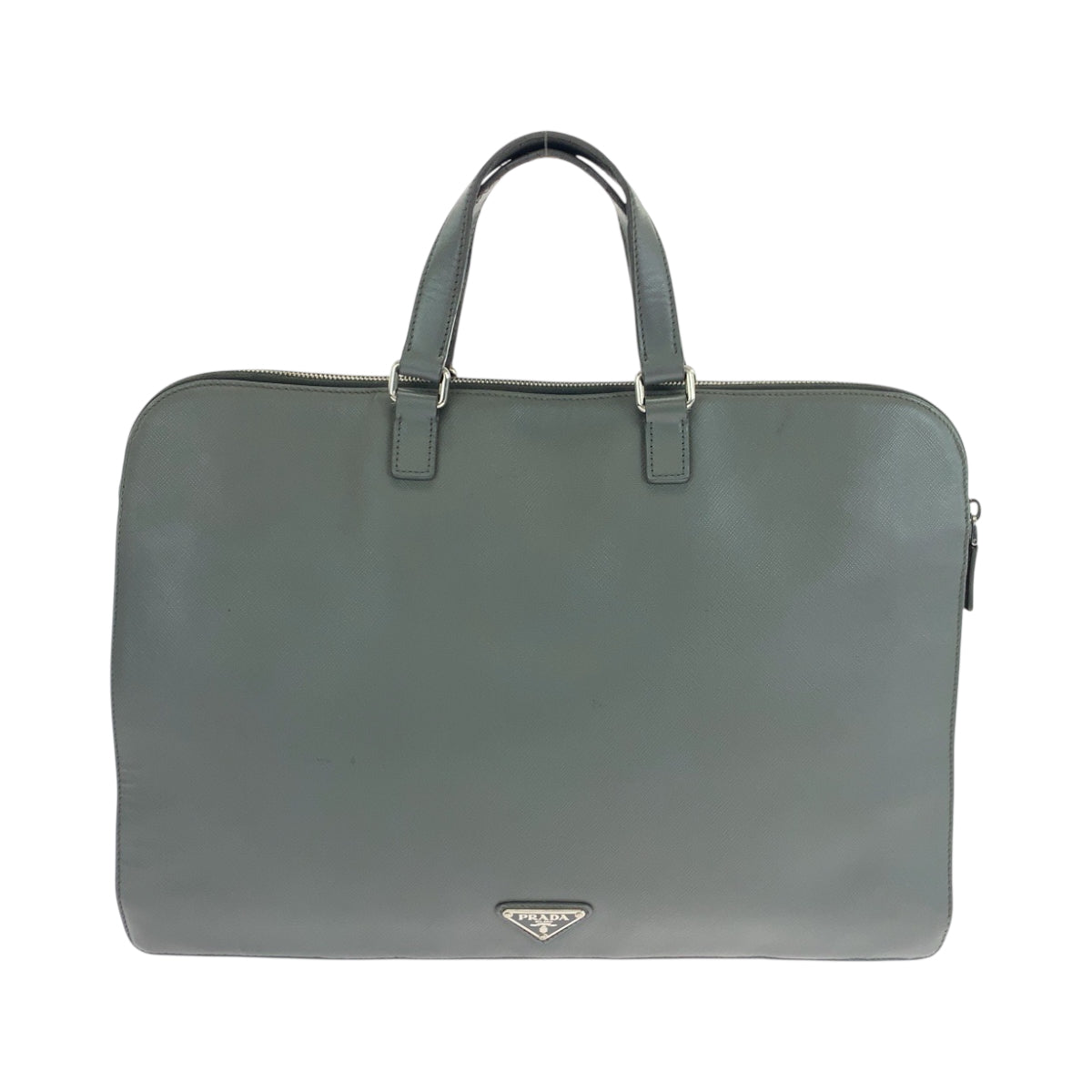 PRADA Business bag VR0078 leather Grey SilverMetal Business bag handbag Safiano Triangle With logo Women
