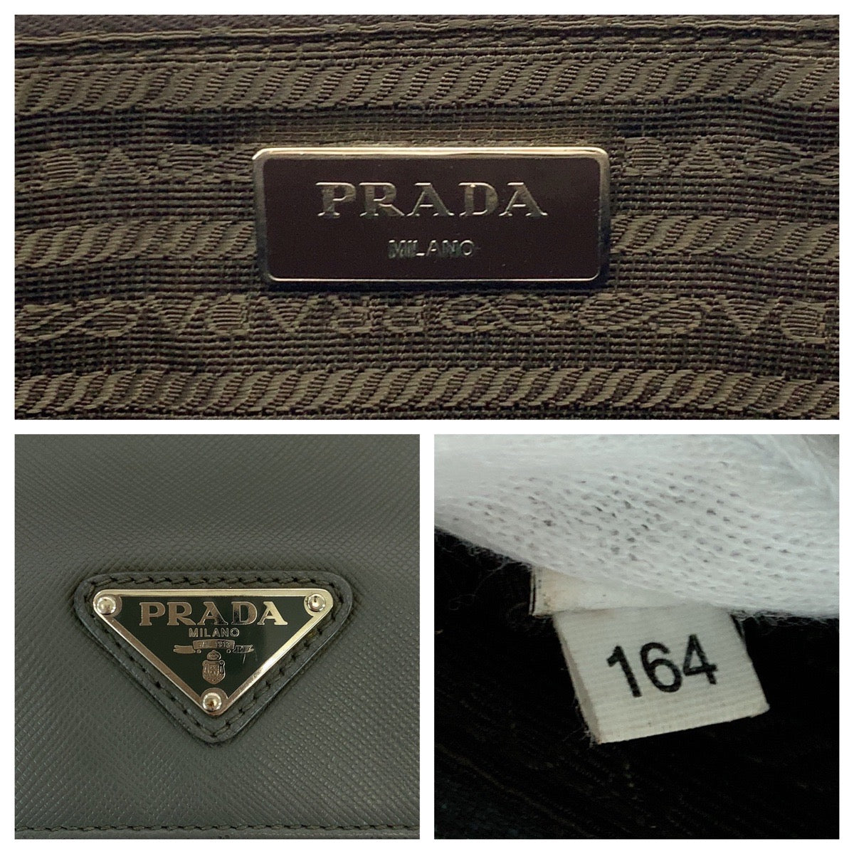 PRADA Business bag VR0078 leather Grey SilverMetal Business bag handbag Safiano Triangle With logo Women