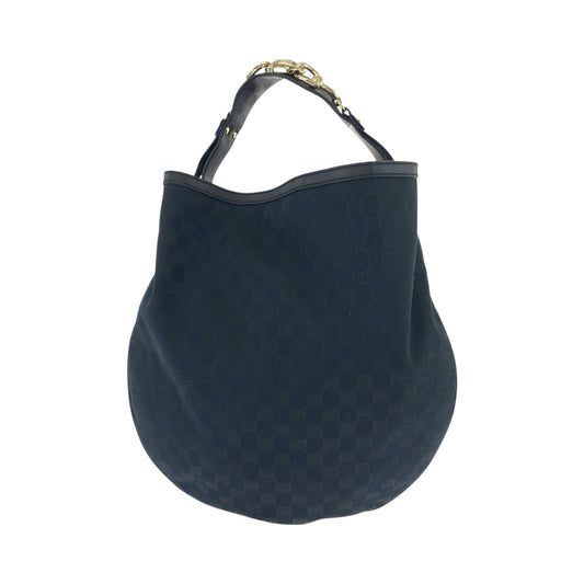 GUCCI Shoulder Bag 170414 GG canvas Black GoldMetal Hobo Shoulder Bag Women