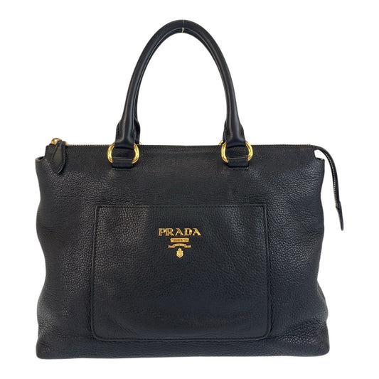 PRADA Handbag leather Black GoldMetal Handbag Tote Bag Vitterodino Women