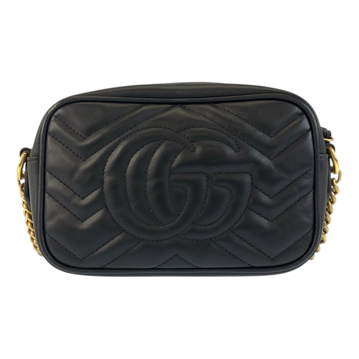 GUCCI Shoulder Bag 634785 leather Black GoldMetal Shoulder Bag pochette GG Marmont Mini camera bag Women