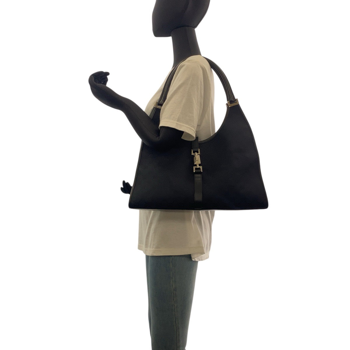 GUCCI Shoulder Bag 002 1066 GG canvas, leather Black SilverMetal Jackie Women