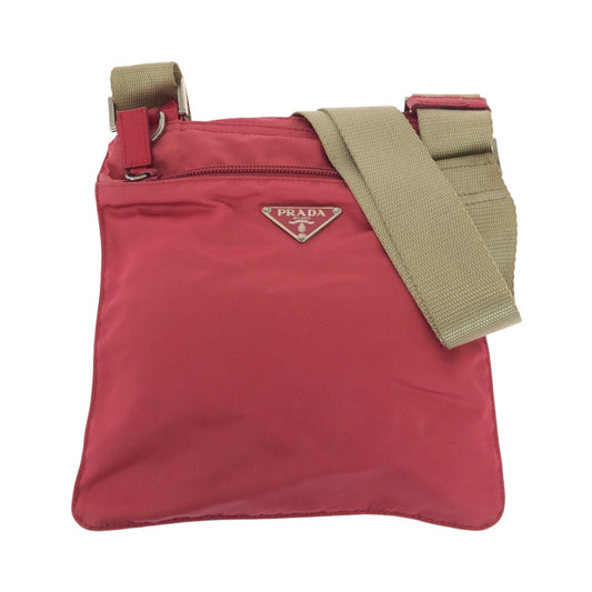 PRADA Shoulder Bag Nylon pink beige Shoulder Bag Sacoche Test Triangle With logo Women