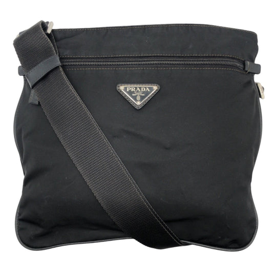 PRADA Shoulder Bag Nylon Black SilverMetal Shoulder Bag pochette Test Triangle With logo Women