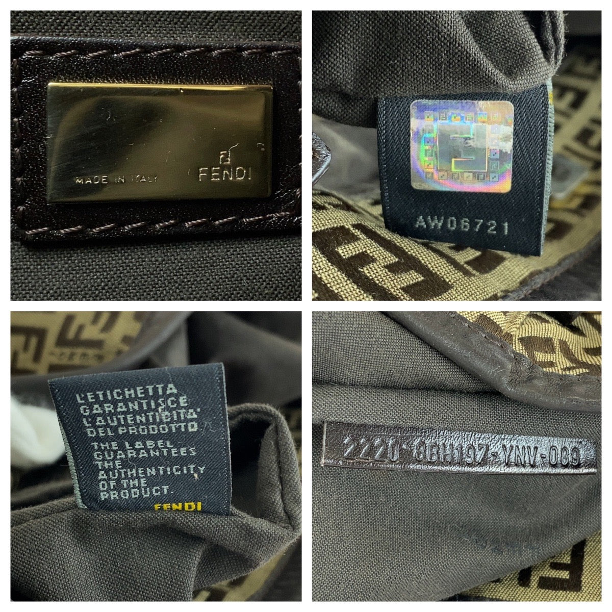 Fendi Zucchino Canvas Leather 2way Bag