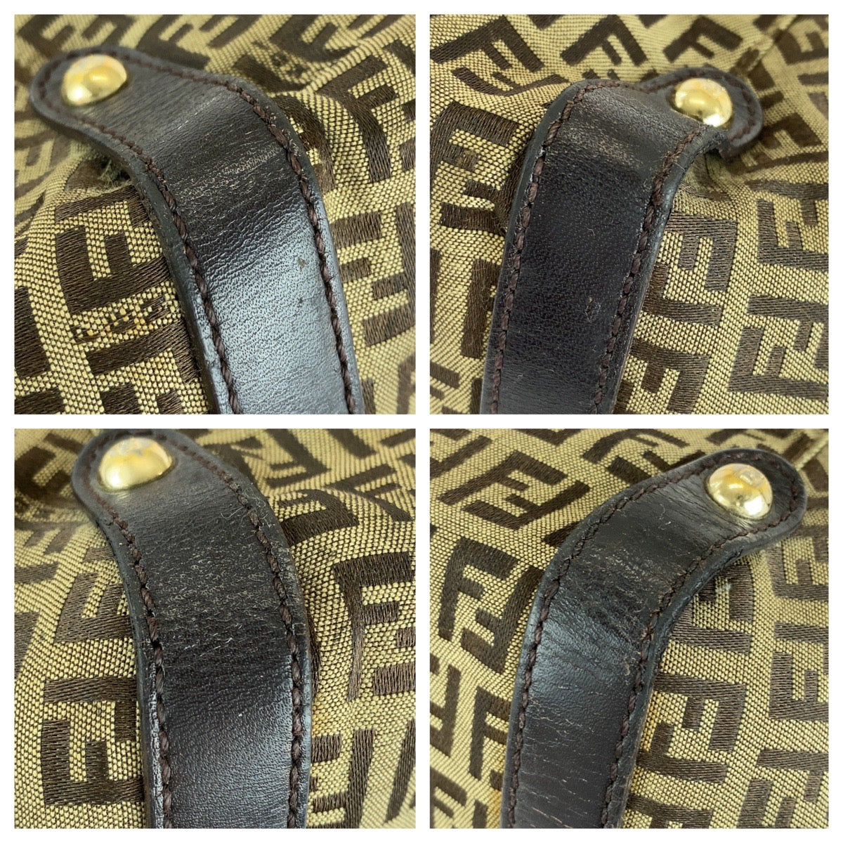 Fendi Zucchino Canvas Leather 2way Bag