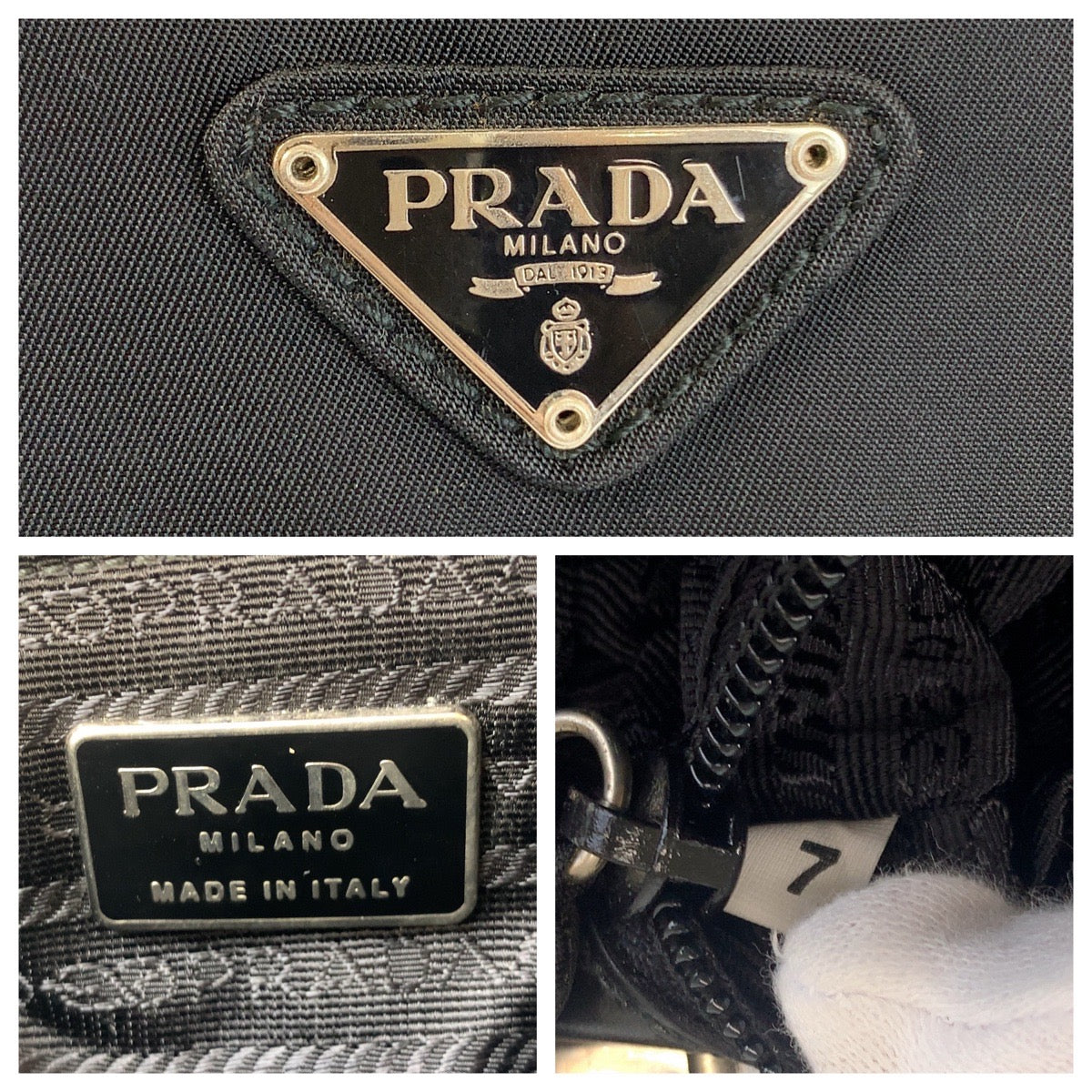 PRADA Shoulder Bag Nylon Black SilverMetal Shoulder Bag pochette Test Triangle With logo Women - Style 10
