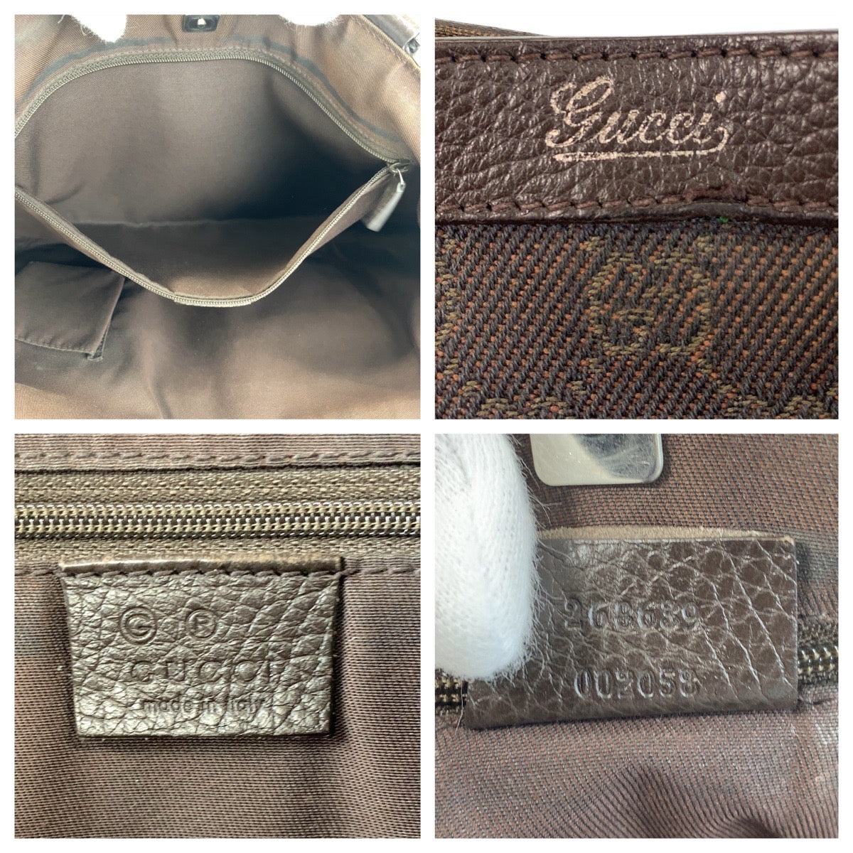 GUCCI Tote Bag 268639 GG canvas, leather Brown Silver Metal Tote Bag Shoulder Bag Abbey Women