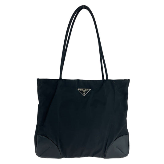 PRADA Tote Bag Nylon Black SilverMetal Tote Bag Shoulder Bag Test Triangle With logo Women