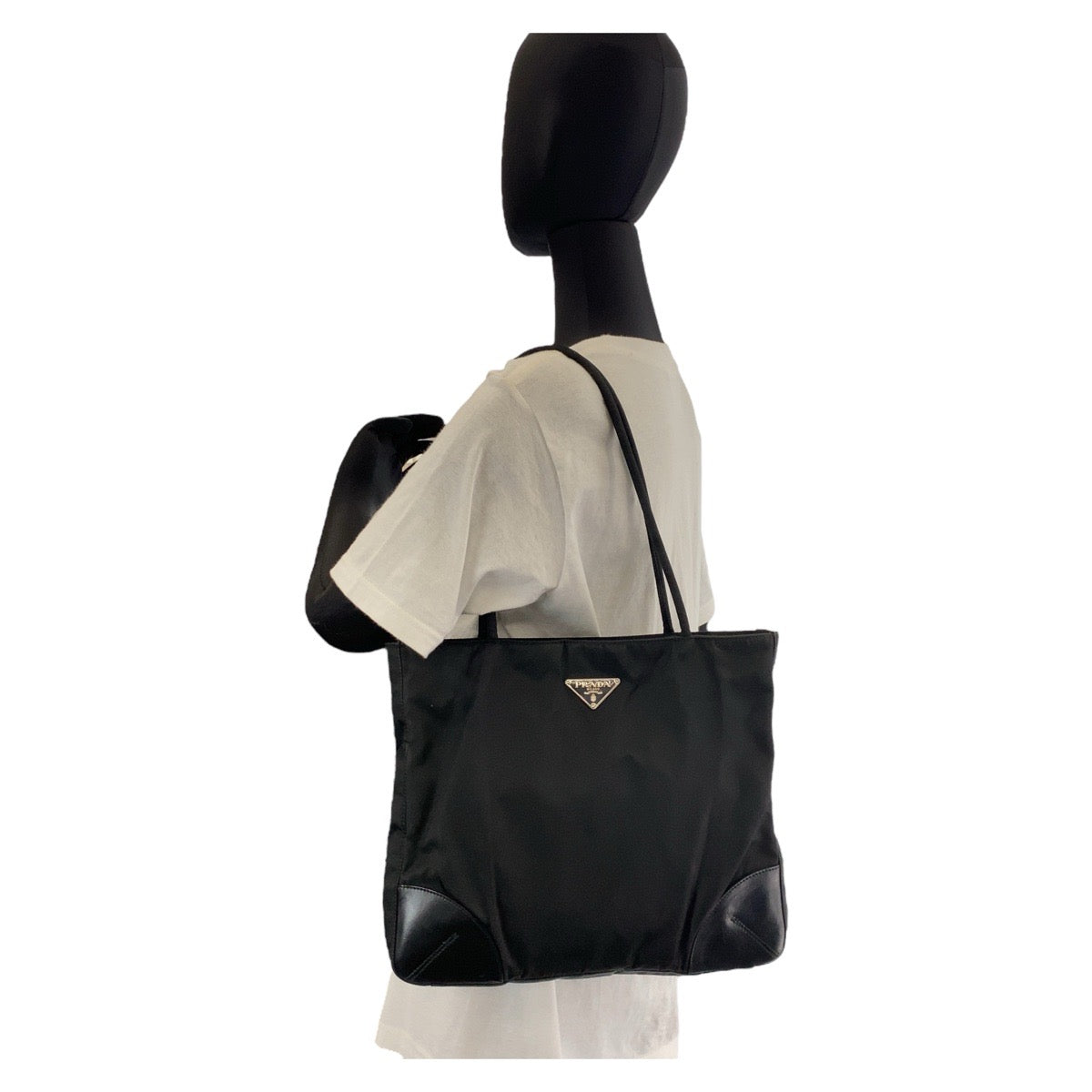 PRADA Tote Bag Nylon Black SilverMetal Tote Bag Shoulder Bag Test Triangle With logo Women - Style 4