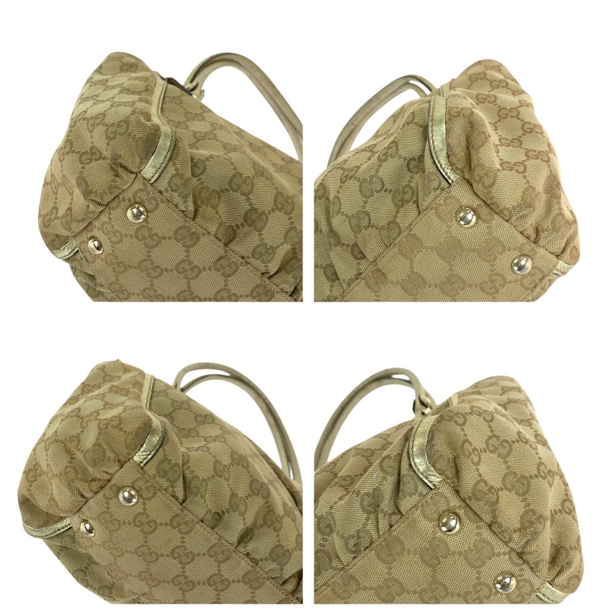 GUCCI Tote Bag 189831 GG canvas, leather Beige gold Tote Bag Shoulder Bag Abbey Women