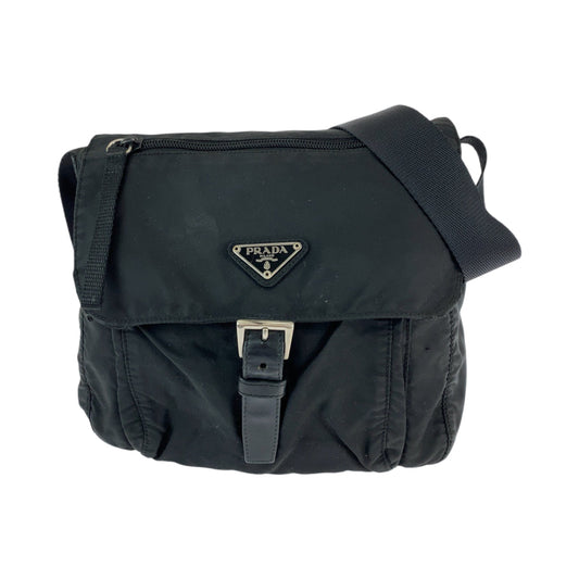 PRADA Shoulder Bag Nylon Black SilverMetal Shoulder Bag pochette Test Triangle With logo Women
