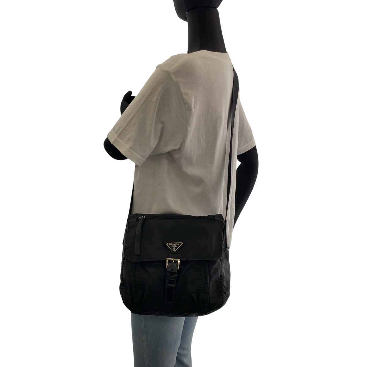 PRADA Shoulder Bag Nylon Black SilverMetal Shoulder Bag pochette Test Triangle With logo Women - Style 6