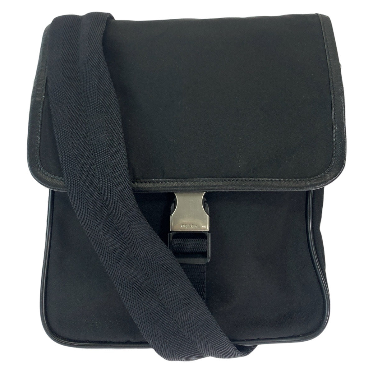 PRADA Shoulder Bag Nylon Black SilverMetal Shoulder Bag pochette Test Triangle With logo Women