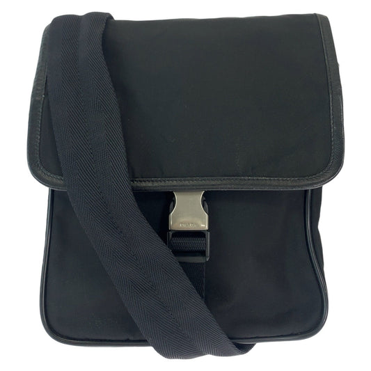 PRADA Shoulder Bag Nylon Black SilverMetal Shoulder Bag pochette Test Triangle With logo Women