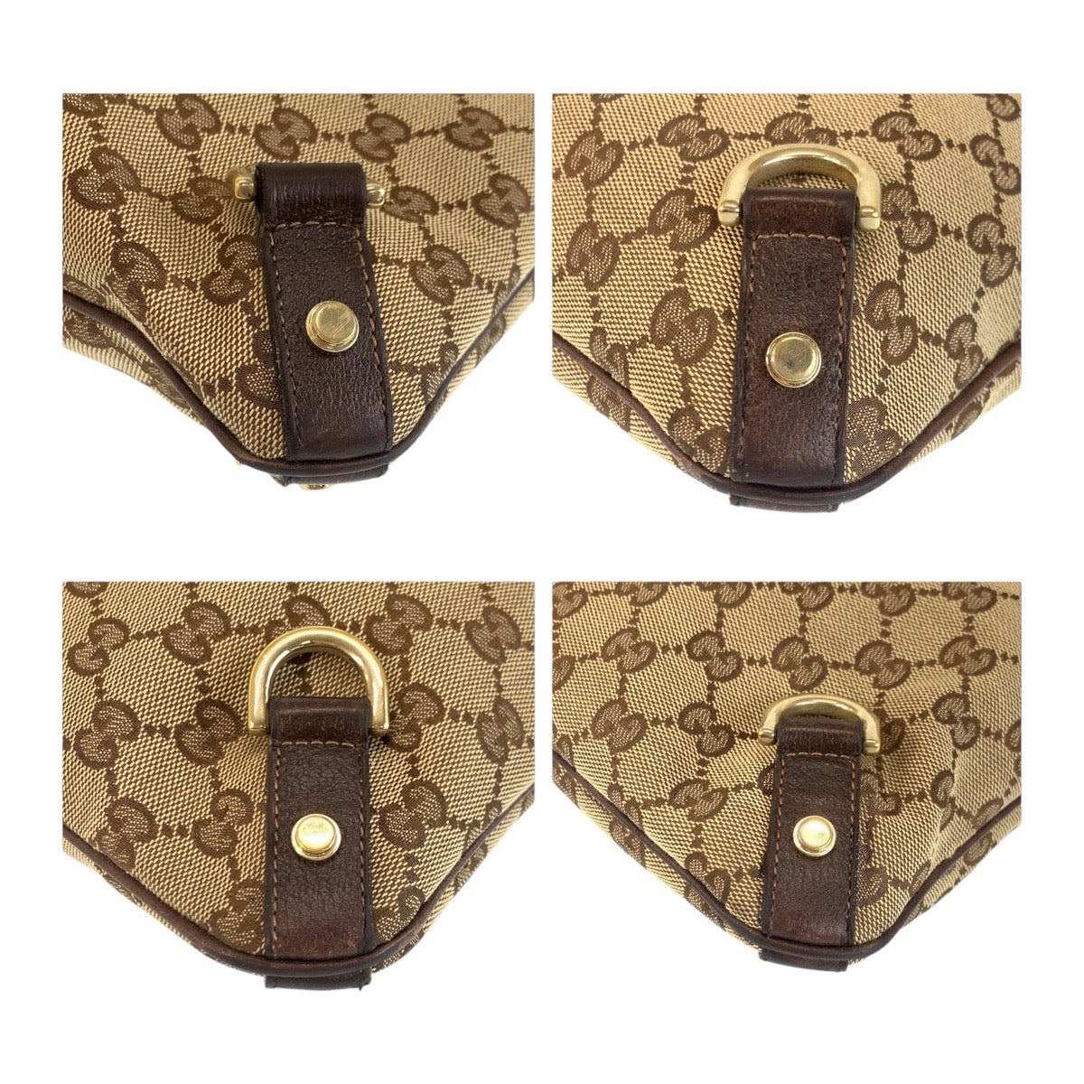 GUCCI Shoulder Bag 131326 GG canvas, leather Beige Brown Gold Metal Shoulder Bag pochette Abbey Women