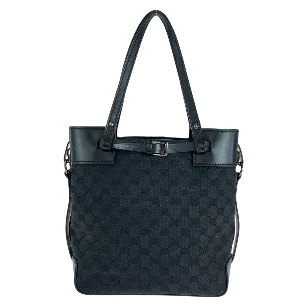 GUCCI Tote Bag 107757 GG canvas, leather Black SilverMetal Tote Bag Shoulder Bag Women