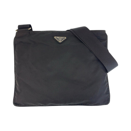 PRADA Shoulder Bag Nylon Black SilverMetal Shoulder Bag Messenger bag Test Triangle With logo Women