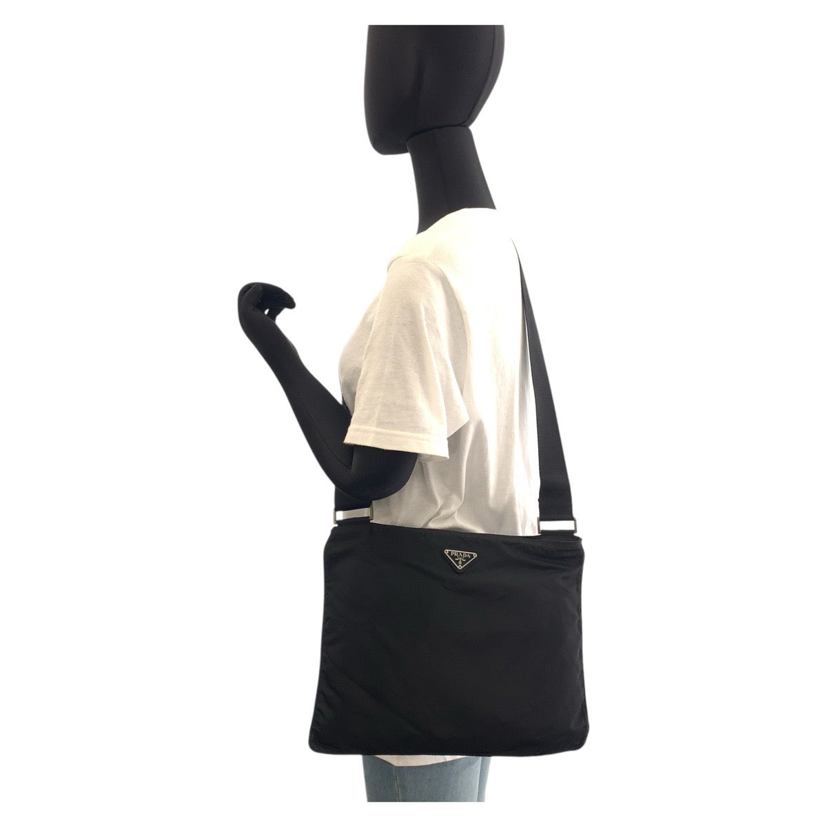 PRADA Shoulder Bag Nylon Black SilverMetal Shoulder Bag Messenger bag Test Triangle With logo Women - Style 6