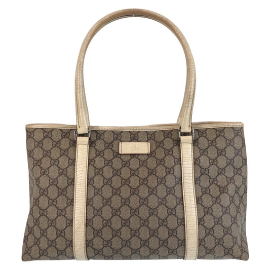 GUCCI Tote Bag 114595 GG canvas, leather Beige White Tote Bag Shoulder Bag Women