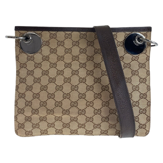 GUCCI Shoulder Bag 120841 GG canvas, leather Brown Silver Metal Shoulder Bag pochette Women