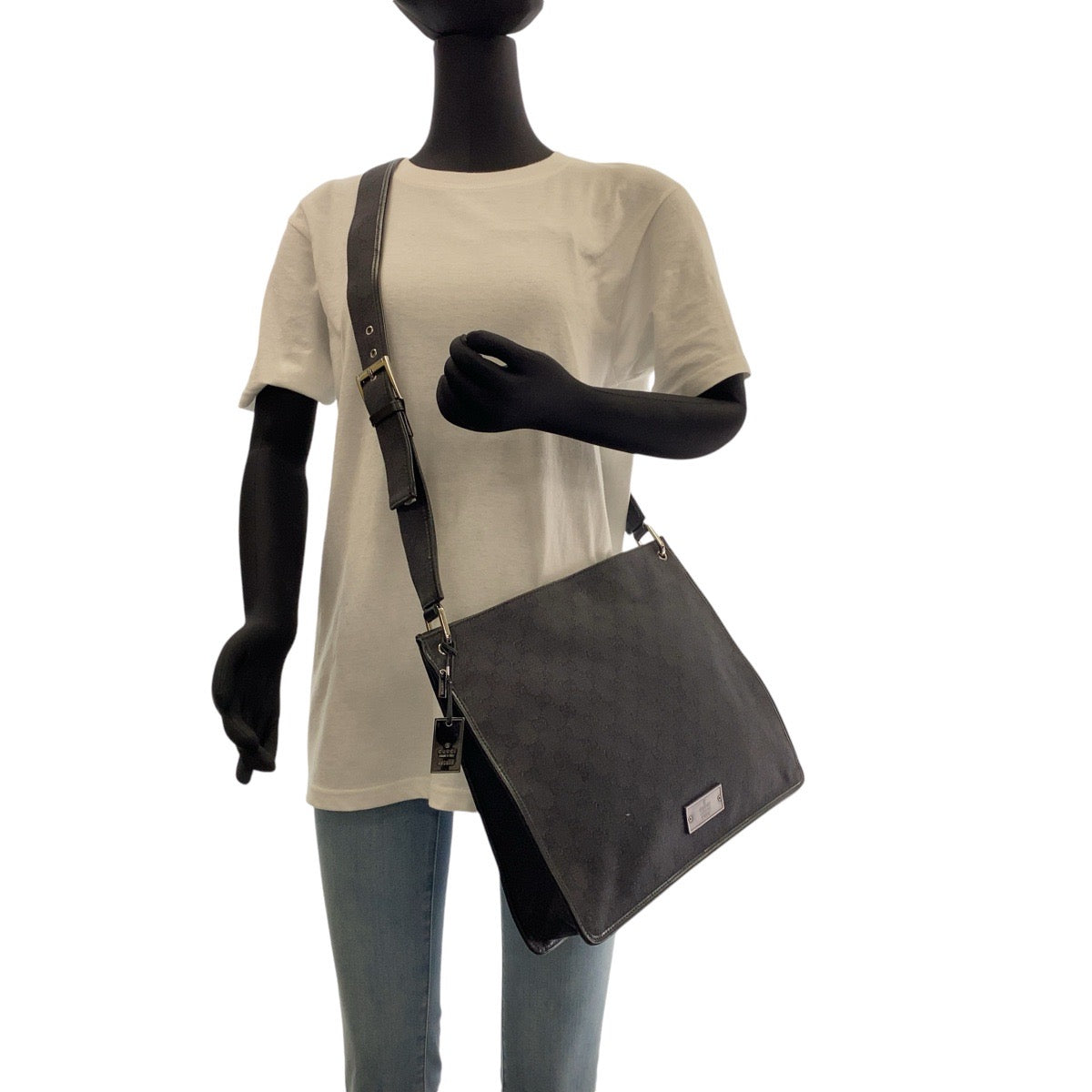 GUCCI Shoulder Bag 90656 GG canvas Black SilverMetal Shoulder Bag Messenger bag Women