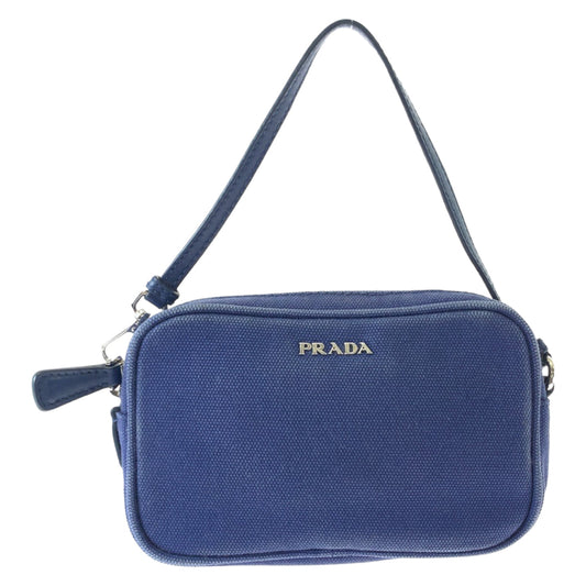 PRADA Handbag canvas Blue Silver Metal mini handbag accessory pouch Women