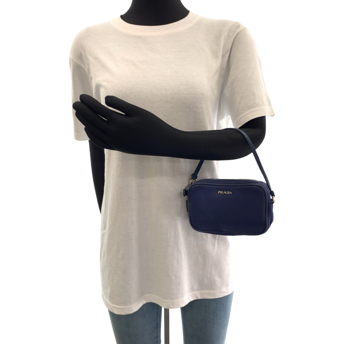 PRADA Handbag canvas Blue Silver Metal mini handbag accessory pouch Women