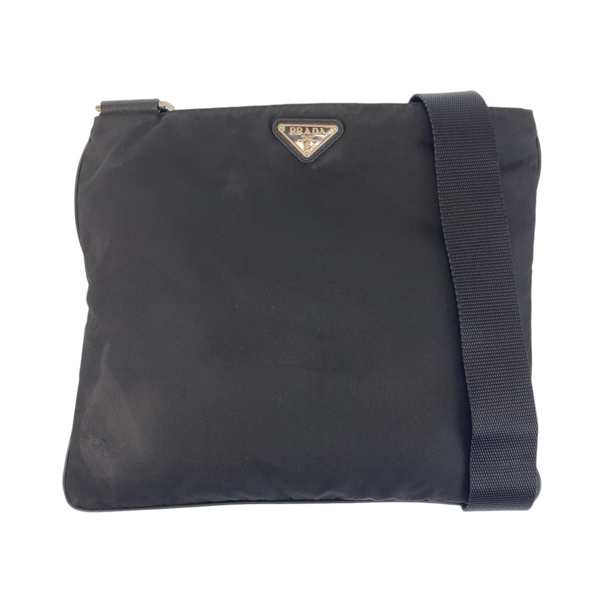 PRADA Shoulder Bag Nylon Black SilverMetal Shoulder Bag Messenger bag Testo Saffiano leather Triangle With logo mens