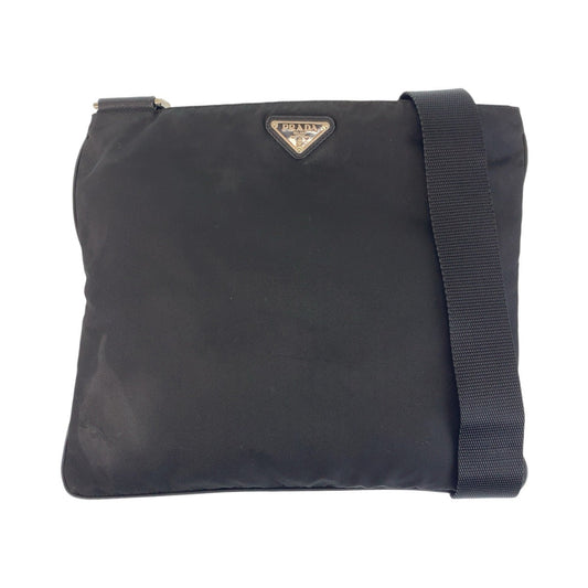 PRADA Shoulder Bag Nylon Black SilverMetal Shoulder Bag Messenger bag Testo Saffiano leather Triangle With logo mens