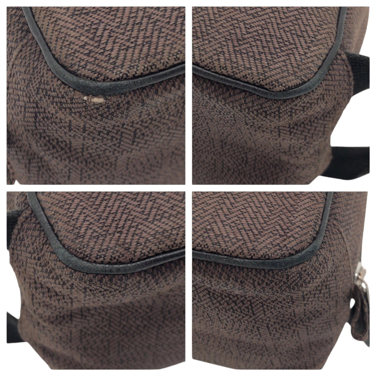 HERMES Pouch cotton Brown Silver Metal Pouch Globetrotter MM mens