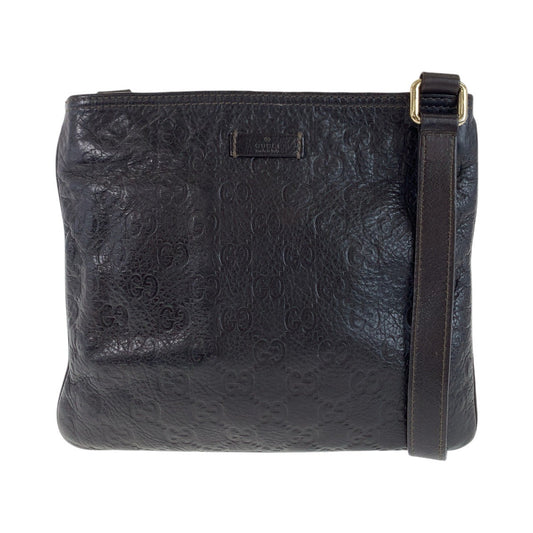 GUCCI Shoulder Bag 201538 leather Brown Gold Metal Shoulder Bag pochette Guccisima mens